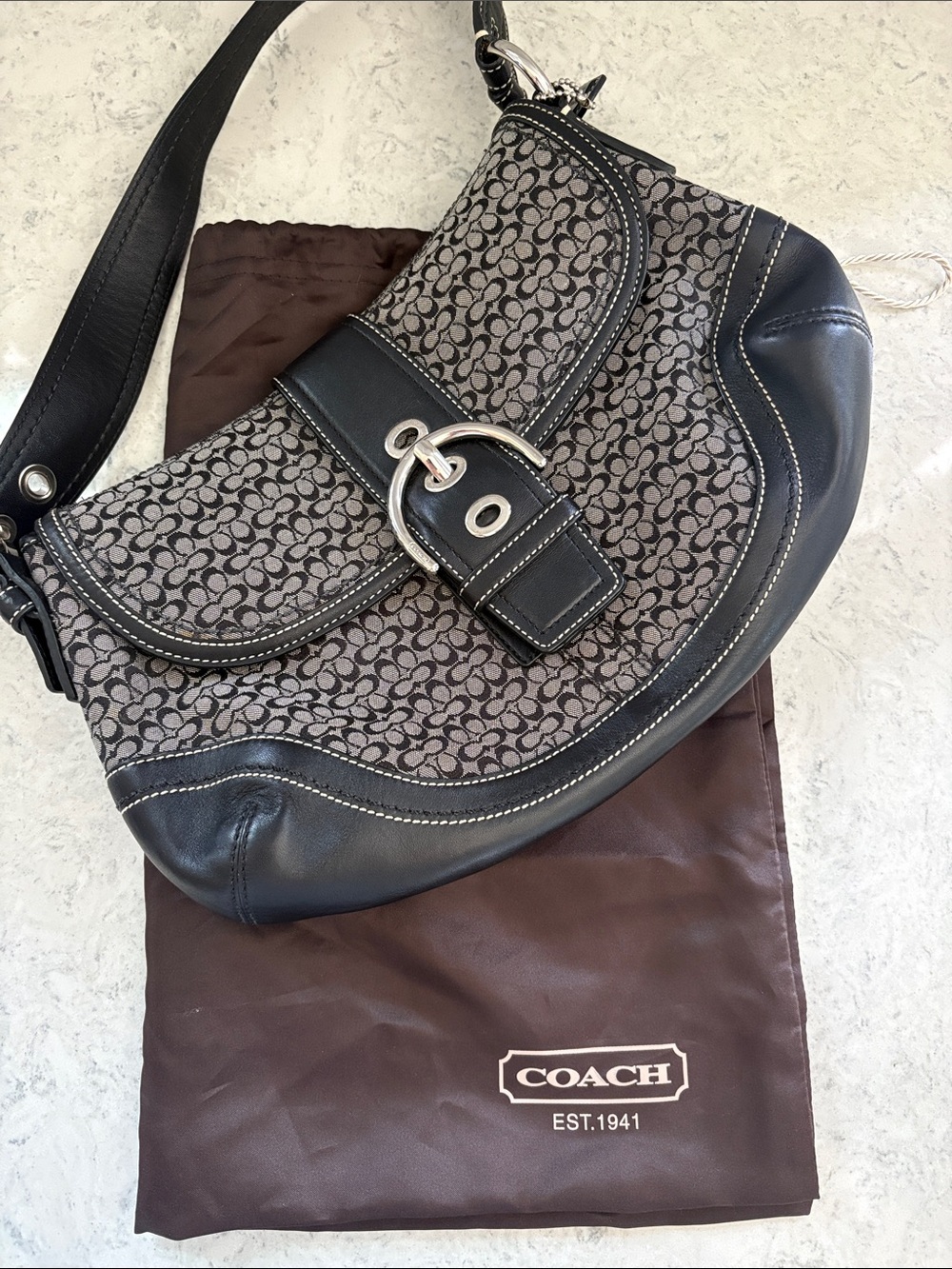 Authentic Coach Soho F10926 Black Gray Signature C Canvas Y2K Shoulder Bag - Picture 16 of 16